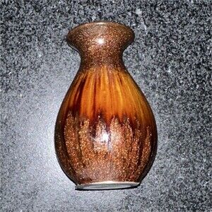 Elegant Expressions Mini Brown Reactive Ceramic Bottle Vase